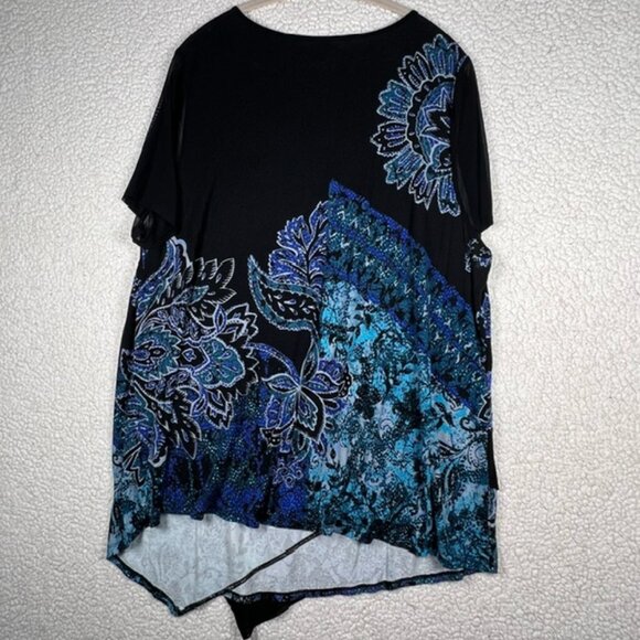 Avenue Womens Plus Size Tunic Asymmetrical hem, Flutter sleeves Size 22/24 - Picture 4 of 7